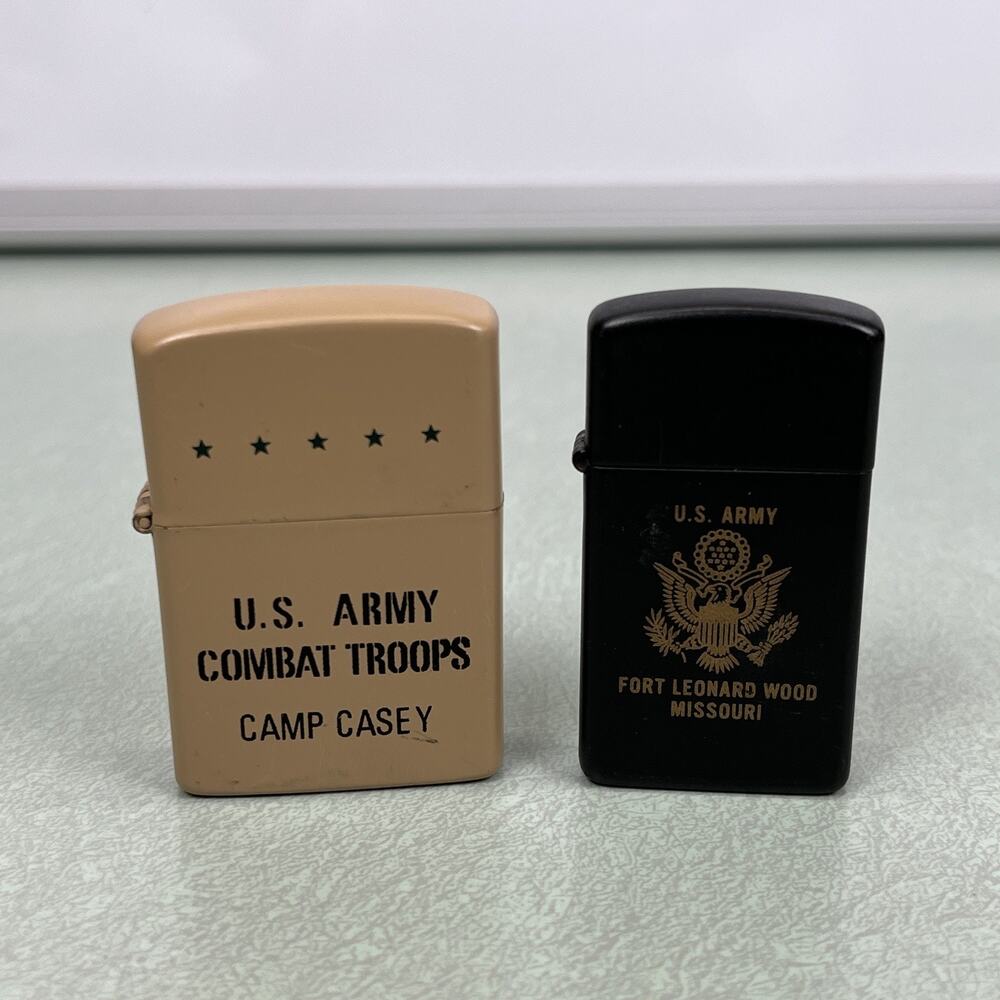 Vintage US Army Zippo And Champ Lighters Camp Casey Fort Leonard Wood Missouri
